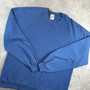 Vintage Jerzees Sweatshirt Men's XL Blue Crewneck Blank USA Y2K Preppy